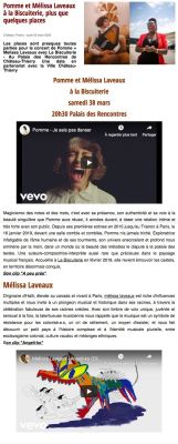 Coupure de presse — Vu du Château, Mars 2020 : Pomme, Mélissa Laveaux, Palais des Rencontres, chanson