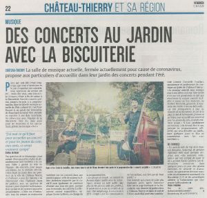 Coupure de presse — L'Union, Juin 2020 : Raphi et les Fonds de bouteilles, concert chez l'habitant, Covid