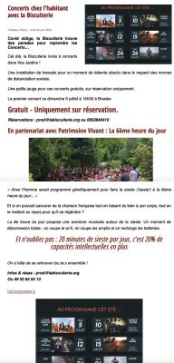 Coupure de presse — Vu du Château, Juin 2020 : La 6e heure du jour, Patrimoine Vivant, concert chez l'habitant, Covid