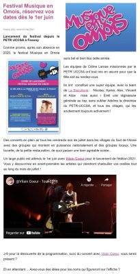 Coupure de presse — Vu du Château, Mai 2021 : Musique en Omois, Vilain Coeur, festival, Fossoy