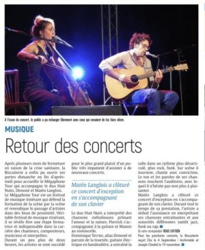 Coupure de presse — L'Union, Juin 2021 : Mégaphone Tour, Matéo Langlois, concert, Covid
