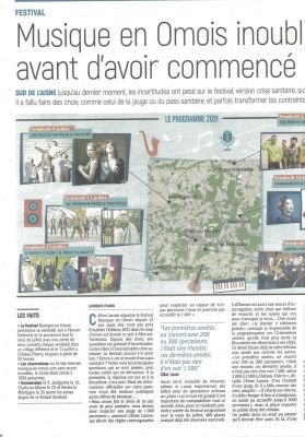 Coupure de presse — L'Union, Juillet 2021 : Festival Musique en Omois, Céline Larose, festival, Covid