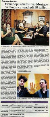 Coupure de presse — L'Axonais, Juillet 2021 : Green Lads, Karaboudjan, festival, Nesles-la-Montagne