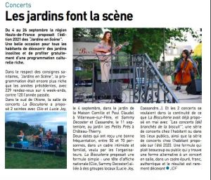 Coupure de presse — Autant en emporte la Marne, Septembre 2021 : Clio, Sammy Decoster, hors les murs, concert