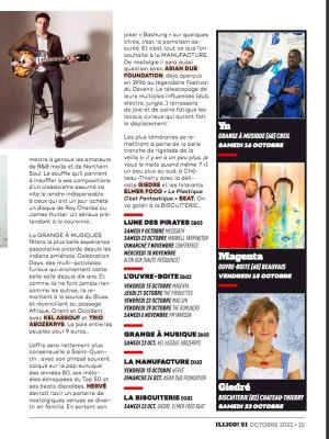 Coupure de presse — Illico!, Octobre 2021 : Giedré, Elmer Food Beat, programmation