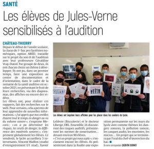 Coupure de presse — L'Union, Mars 2022 : lycée Jules-Verne, santé auditive, éducation artistique