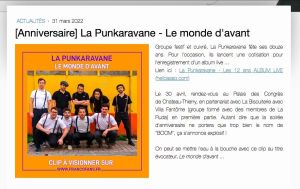 Coupure de presse — Francofans, Mars 2022 : La Punkaravane, Villa Fantôme, Palais des Rencontres, punk