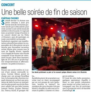 Coupure de presse — L'Union, Juin 2022 : Les Petits C(h)oeurs, Paprika Kinski, concert, action culturelle
