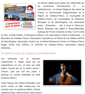 Coupure de presse — Vu du Château, Octobre 2022 : Les Grèves Musicales, festival, partenariat