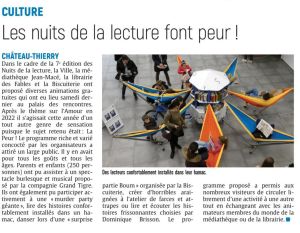 Coupure de presse — L'Union, Janvier 2023 : Nuits de la lecture, Grand Tigre, partenariat, jeune public