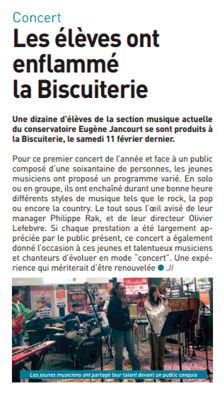 Coupure de presse — Autant en emporte la Marne, Mars 2023 : Conservatoire Eugène Jancourt, éducation artistique, concert