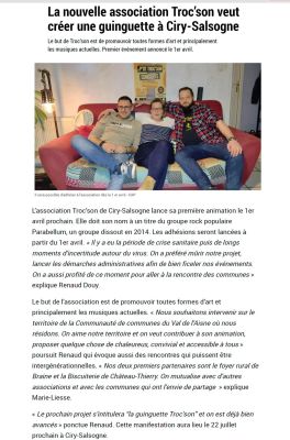 Coupure de presse — L'Union, Mars 2023 : Troc'son, partenariat, Ciry-Salsogne