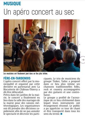Coupure de presse — L'Union, Août 2023 : Tinker, Tailor, apéro-concert, hors les murs, Fère-en-Tardenois