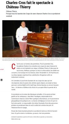Coupure de presse — L'Union, Septembre 2023 : Académie Charles-Cros, Gauvain Sers, chanson, partenariat