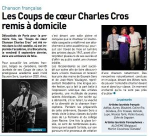Coupure de presse — Autant en emporte la Marne, Septembre 2023 : Académie Charles-Cros, Gauvain Sers, chanson, partenariat