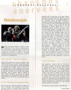 Coupure de presse — Francofans, Septembre 2023 : Xavier Lelièvre, chronique disques, métal