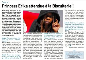 Coupure de presse — Autant en emporte la Marne, Novembre 2023 : Princess Erika, interview, reggae