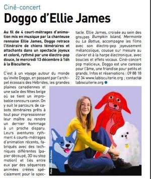 Coupure de presse — Autant en emporte la Marne, Décembre 2023 : Ellie James, Doggo, ciné-concert, jeune public