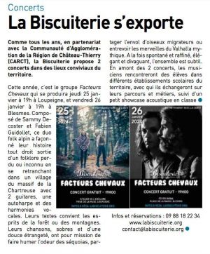 Coupure de presse — Autant en emporte la Marne, Janvier 2024 : Facteurs Chevaux, hors les murs, éducation artistique, partenariat