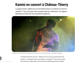 Coupure de presse — L'Union, Février 2024 : Kamini, Gérard Baste, concert, rap