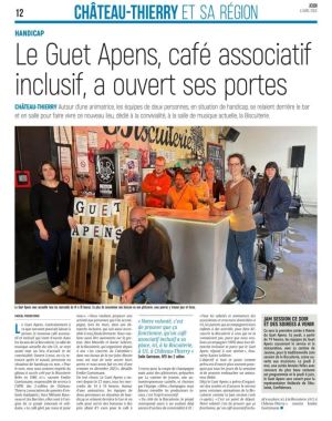 Coupure de presse — L'Union, Avril 2024 : Guet-Apens, APEI des 2 Vallées, solidarité, café associatif