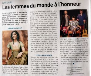 Coupure de presse — Autant en emporte la Marne, Juillet 2024 : Oriane Lacaille, Luz Da Madrugada, concert, musiques du monde