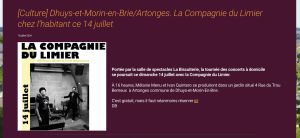 Coupure de presse — Axomois, Juillet 2024 : La Compagnie du Limier, concert chez l'habitant