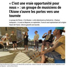 Coupure de presse — L'Union, Août 2025 : À la Bisaine, Chaînon manquant, scène locale, festival